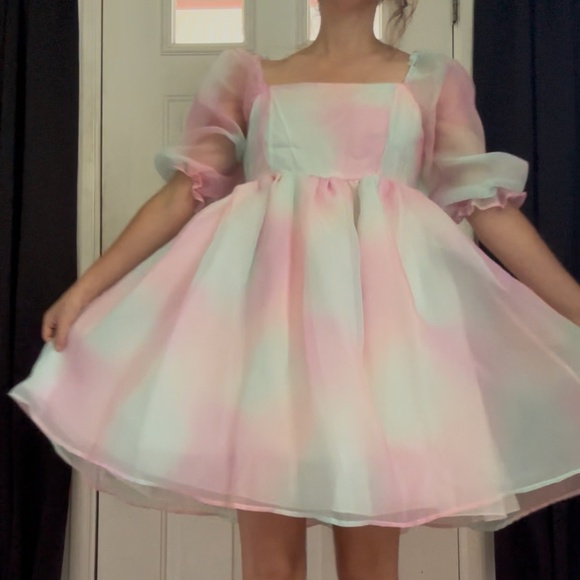 Amazon Dresses & Skirts - Pastel Rainbow Babydoll Puff Dress